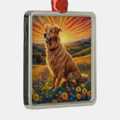 Golden Retriever dog Metalen Ornament (Rechts)