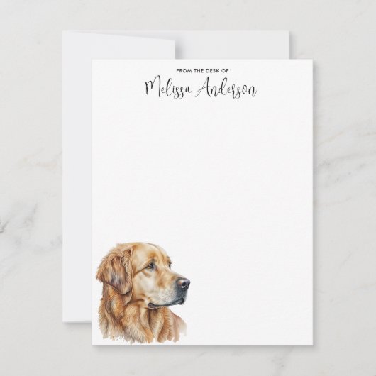 Golden Retriever Dog Modern Waterverf personaliser Notitiekaartje (Voorkant)
