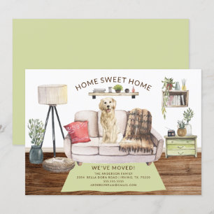 Golden Retriever Dog Moving Announcement Kaart