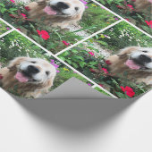 Golden Retriever Dog onder bloemen Cadeaupapier (Hoek)