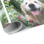 Golden Retriever Dog onder bloemen Cadeaupapier (Rol Hoek)
