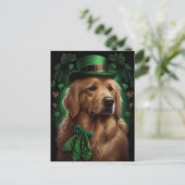 Golden Retriever Dog op St. Patrick's Day Briefkaart (Staand voorkant)