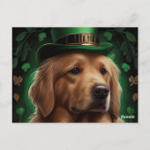 Golden Retriever Dog op St. Patrick's Day Briefkaart (Achterkant)