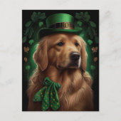 Golden Retriever Dog op St. Patrick's Day Briefkaart (Voorkant)