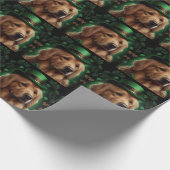 Golden Retriever Dog op St. Patrick's Day Cadeaupapier (Hoek)