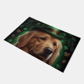 Golden Retriever Dog op St. Patrick's Day Deurmat (Schuin)