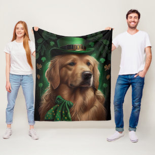 Golden Retriever Dog op St. Patrick's Day Fleece Deken