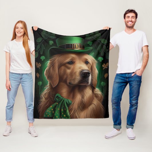 Golden Retriever Dog op St. Patrick's Day Fleece Deken (In situ)