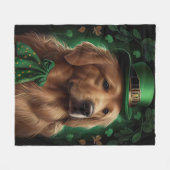 Golden Retriever Dog op St. Patrick's Day Fleece Deken (Voorkant (Horizontaal))