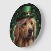Golden Retriever Dog op St. Patrick's Day Grote Klok (Hoek)