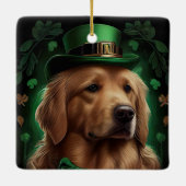 Golden Retriever Dog op St. Patrick's Day Keramisch Ornament (Achterkant)