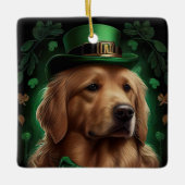 Golden Retriever Dog op St. Patrick's Day Keramisch Ornament (Voorkant)