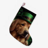 Golden Retriever Dog op St. Patrick's Day Kleine Kerstsok (Voorkant (Hangend))