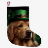 Golden Retriever Dog op St. Patrick's Day Kleine Kerstsok (Voorkant)