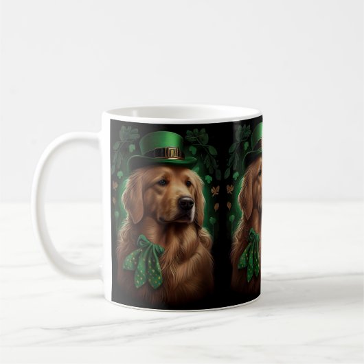 Golden Retriever Dog op St. Patrick's Day Koffiemok (Links)