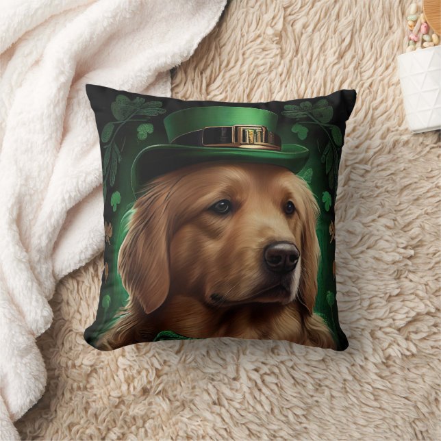 Golden Retriever Dog op St. Patrick's Day Kussen (Deken)