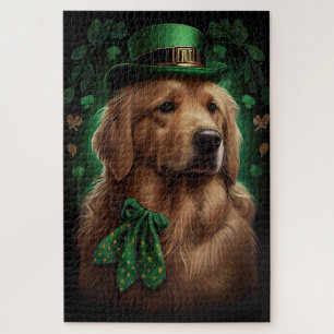 Golden Retriever Dog op St. Patrick's Day Legpuzzel