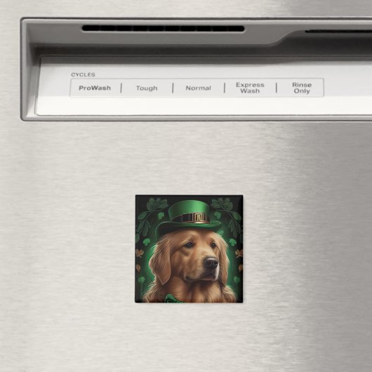 Golden Retriever Dog op St. Patrick's Day Magneet (Insitu (Vaatwasser))