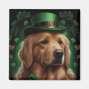 Golden Retriever Dog op St. Patrick's Day Magneet