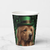 Golden Retriever Dog op St. Patrick's Day Papieren Bekers (Achterkant)