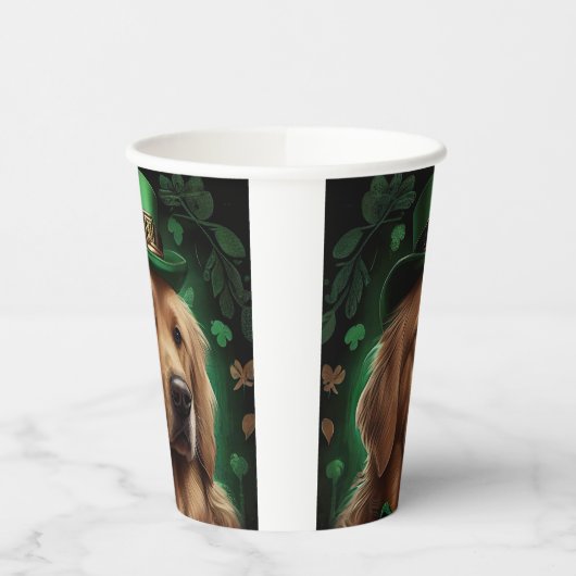 Golden Retriever Dog op St. Patrick's Day Papieren Bekers (Links)