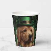 Golden Retriever Dog op St. Patrick's Day Papieren Bekers (Voorkant)