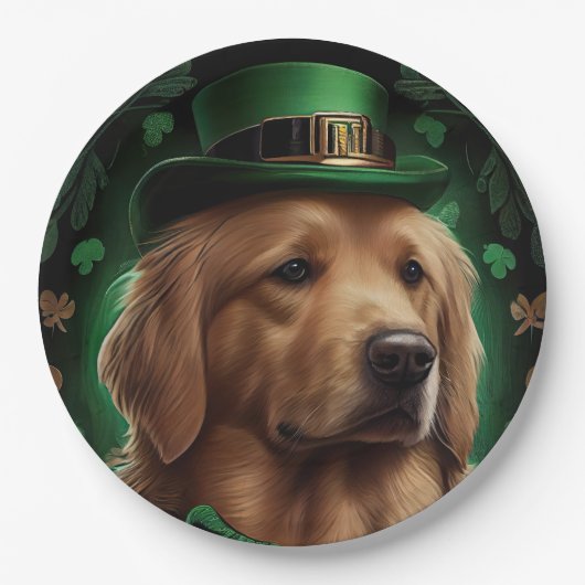 Golden Retriever Dog op St. Patrick's Day Papieren Bordje (Voorkant)