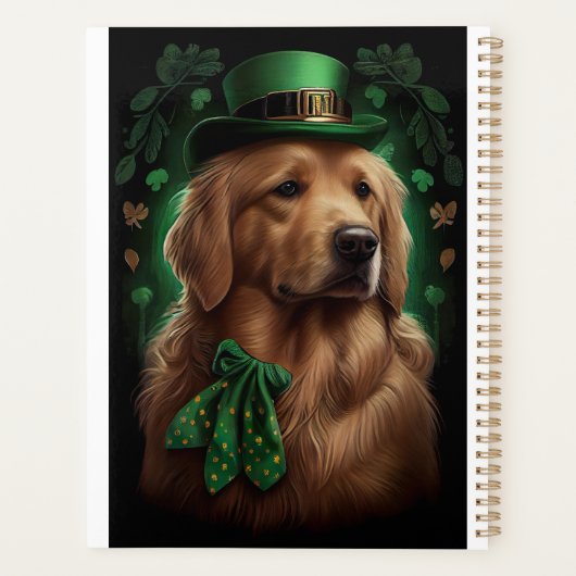 Golden Retriever Dog op St. Patrick's Day Planner (Achterkant)