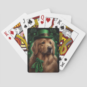 Golden Retriever Dog op St. Patrick's Day Pokerkaarten