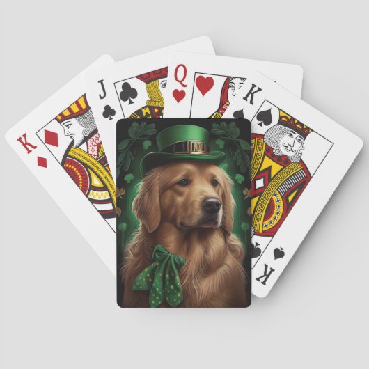 Golden Retriever Dog op St. Patrick's Day Pokerkaarten (Achterkant)