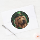 Golden Retriever Dog op St. Patrick's Day Ronde Sticker (Envelop)