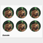 Golden Retriever Dog op St. Patrick's Day Ronde Sticker (Vel)