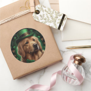 Golden Retriever Dog op St. Patrick's Day Ronde Sticker
