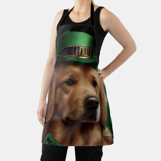 Golden Retriever Dog op St. Patrick's Day Schort (Insitu)