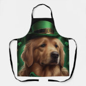 Golden Retriever Dog op St. Patrick's Day Schort (Voorkant)