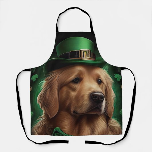 Golden Retriever Dog op St. Patrick's Day Schort (Voorkant)