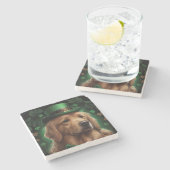 Golden Retriever Dog op St. Patrick's Day Stenen Onderzetter (Zijkant)
