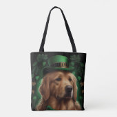 Golden Retriever Dog op St. Patrick's Day Tote Bag (Achterkant)