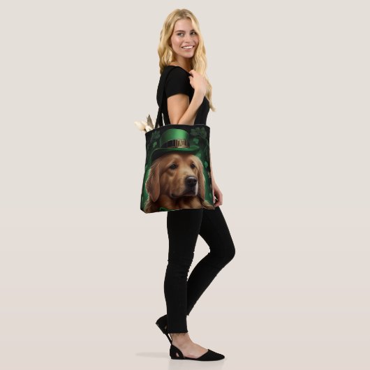 Golden Retriever Dog op St. Patrick's Day Tote Bag (Op model)