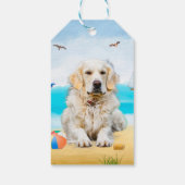 Golden Retriever Dog op strand Cadeaulabel (Achterkant)