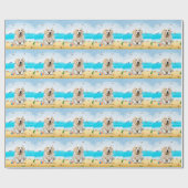 Golden Retriever Dog op strand Cadeaupapier (Vlak)