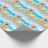 Golden Retriever Dog op strand Cadeaupapier (Hoek)