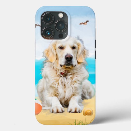 Golden Retriever Dog op strand Case-Mate iPhone Case (Achterkant)
