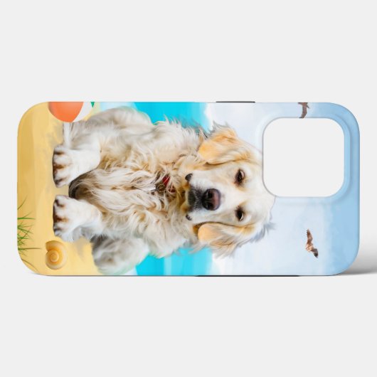 Golden Retriever Dog op strand Case-Mate iPhone Case (Achterkant (horizontaal))