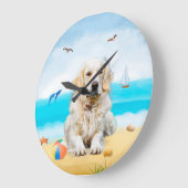 Golden Retriever Dog op strand Grote Klok (Hoek)