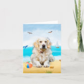 Golden Retriever Dog op strand Kaart (Voorkant)