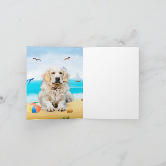 Golden Retriever Dog op strand Kaart (Binnen)