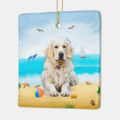 Golden Retriever Dog op strand Keramisch Ornament (Links)