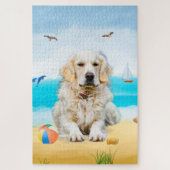 Golden Retriever Dog op strand Legpuzzel (Verticaal)
