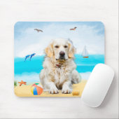 Golden Retriever Dog op strand Muismat (Met muis)